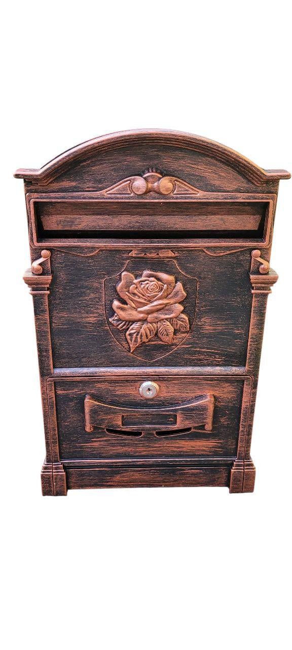 Поштова скринька Троянда 255х85х420 мм Мідний (29614403)