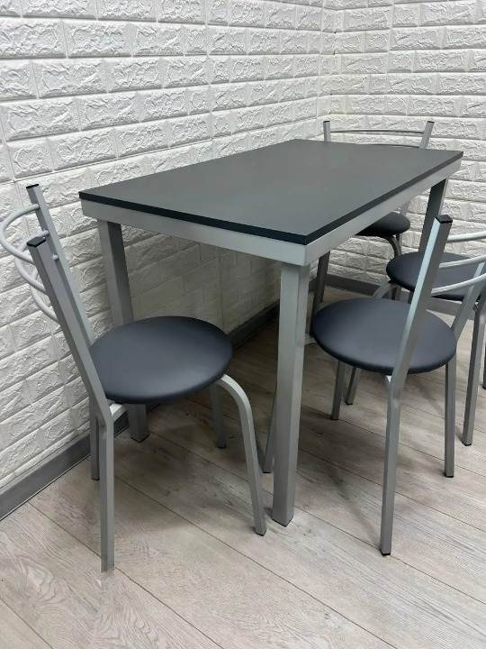 Комплект кухонний стіл/стільці 4 шт. 60х100х75 см Сірий (28374382) - фото 2