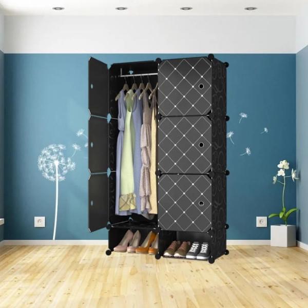 Шафа складана пластикова для одягу та взуття 75x37x127 см Чорний (100001) - фото 2 Шафа складана пластикова для одягу та взуття 75x37x127 см Чорний (100001) - фото 2