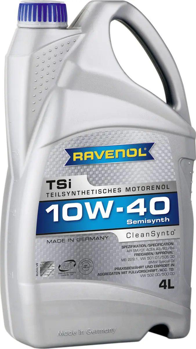 Моторное масло полусинтетическое RAVENOL 10W-40 TSi SP/SN Plus/CF A3/B4 4 л (1112110-004)