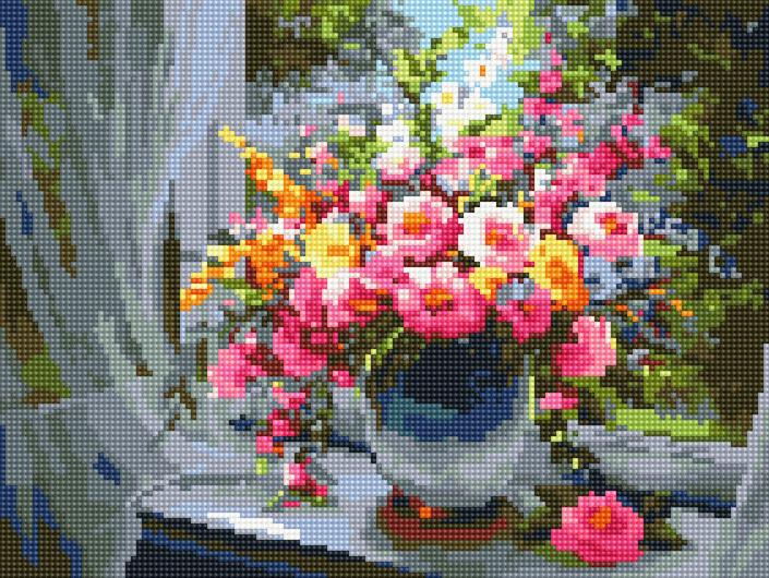 Алмазная мозаика Rainbow Art Букет на подоконнике 30x40 см (EJ1266)