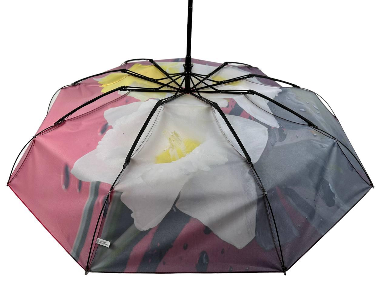 Зонт женский автомат Rain Flower в подарочной упаковке с платком Красный с нарциссами (01020-2) - фото 8