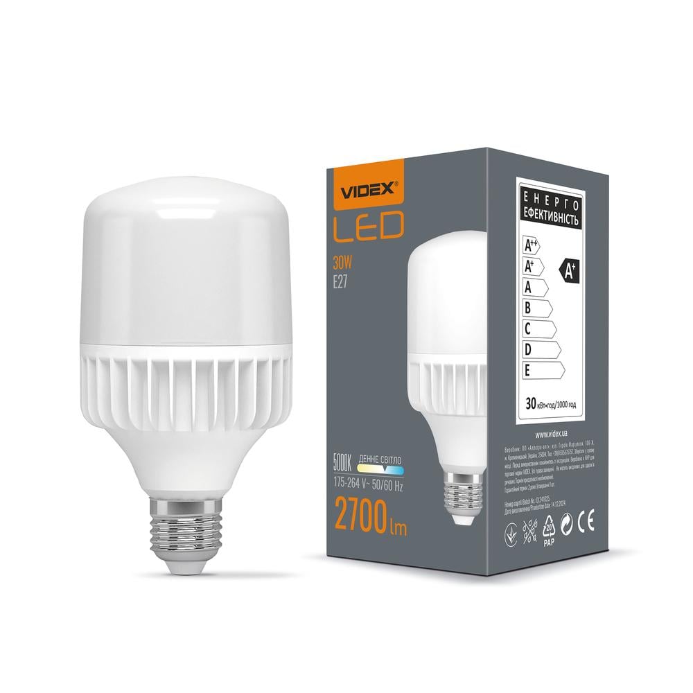 Светодиодная лампа Videx A80 30W E27 5000K (12824)