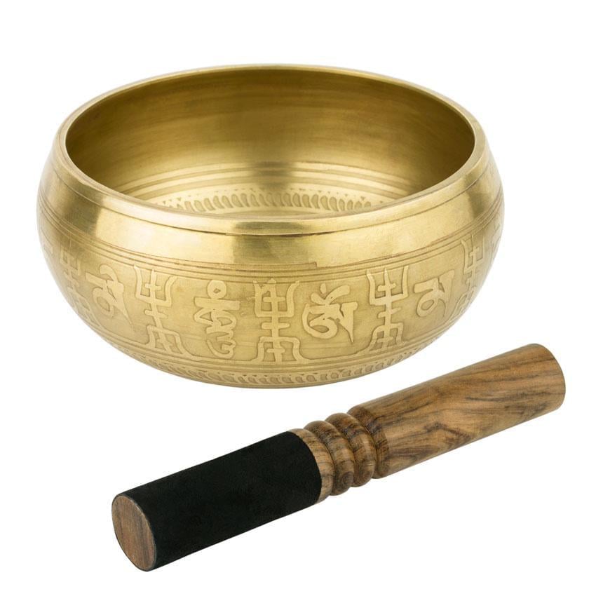 Співоча чаша Тибетська Ваджр подвійний Мантра Мані Символ Жоу Очі Будди гравірування 170х170х77 мм Бронзовий (27679)