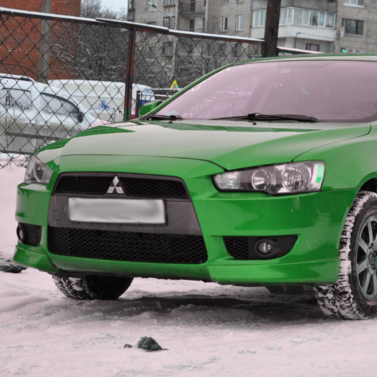 Губа передняя на бампер Mitsubishi Lancer 10 под покраску (17761346) - фото 6