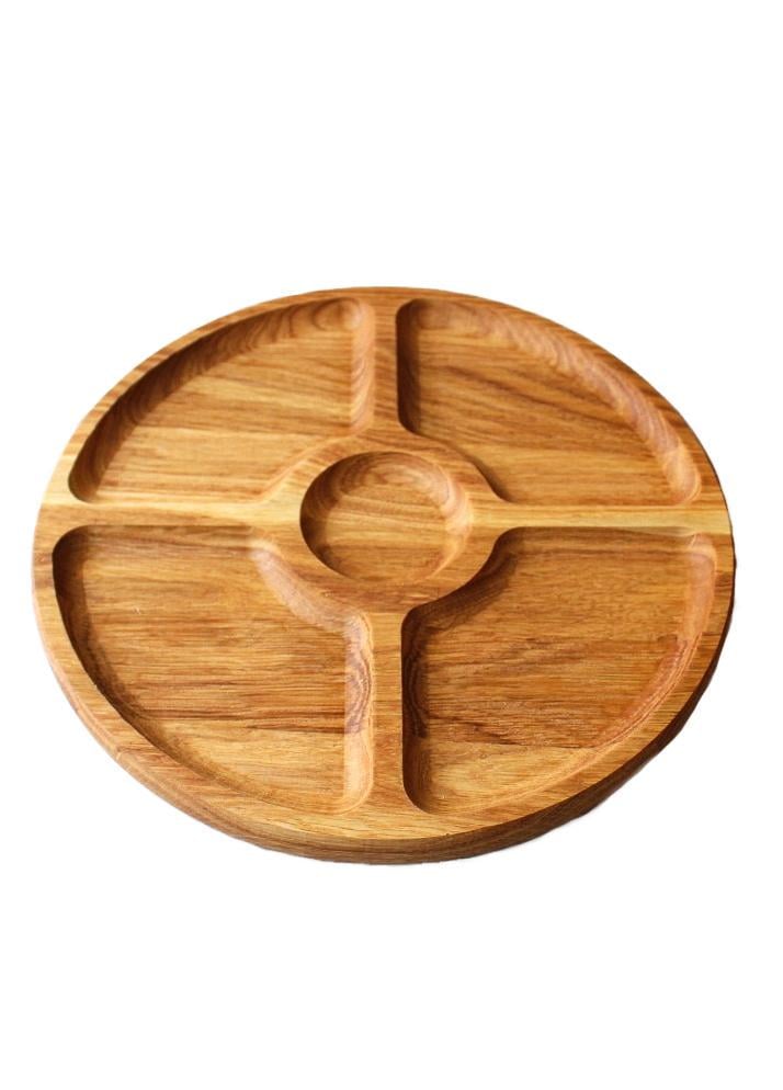 Менажница Krauzer круглая на 4 секции 35 см/соусник дерево (9983233)