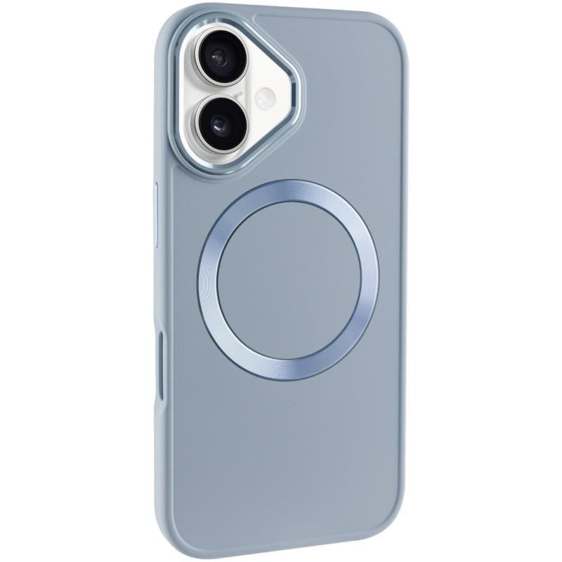 Противоударный TPU чехол Bonbon Metal Style with MagSafe для Apple iPhone 16 (6.1") Голубой / Mist Blue