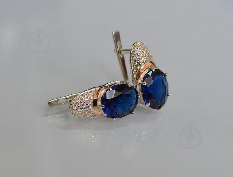 Серебряные серьги Sil с золотыми накладками 122s-9 Танзанит (Sil-755)