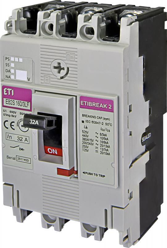 Автоматический выключатель ETI EB2S 160/3LF 3Р 32А 16кА (4671804) - фото 1 Автоматический выключатель ETI EB2S 160/3LF 3Р 32А 16кА (4671804) - фото 1