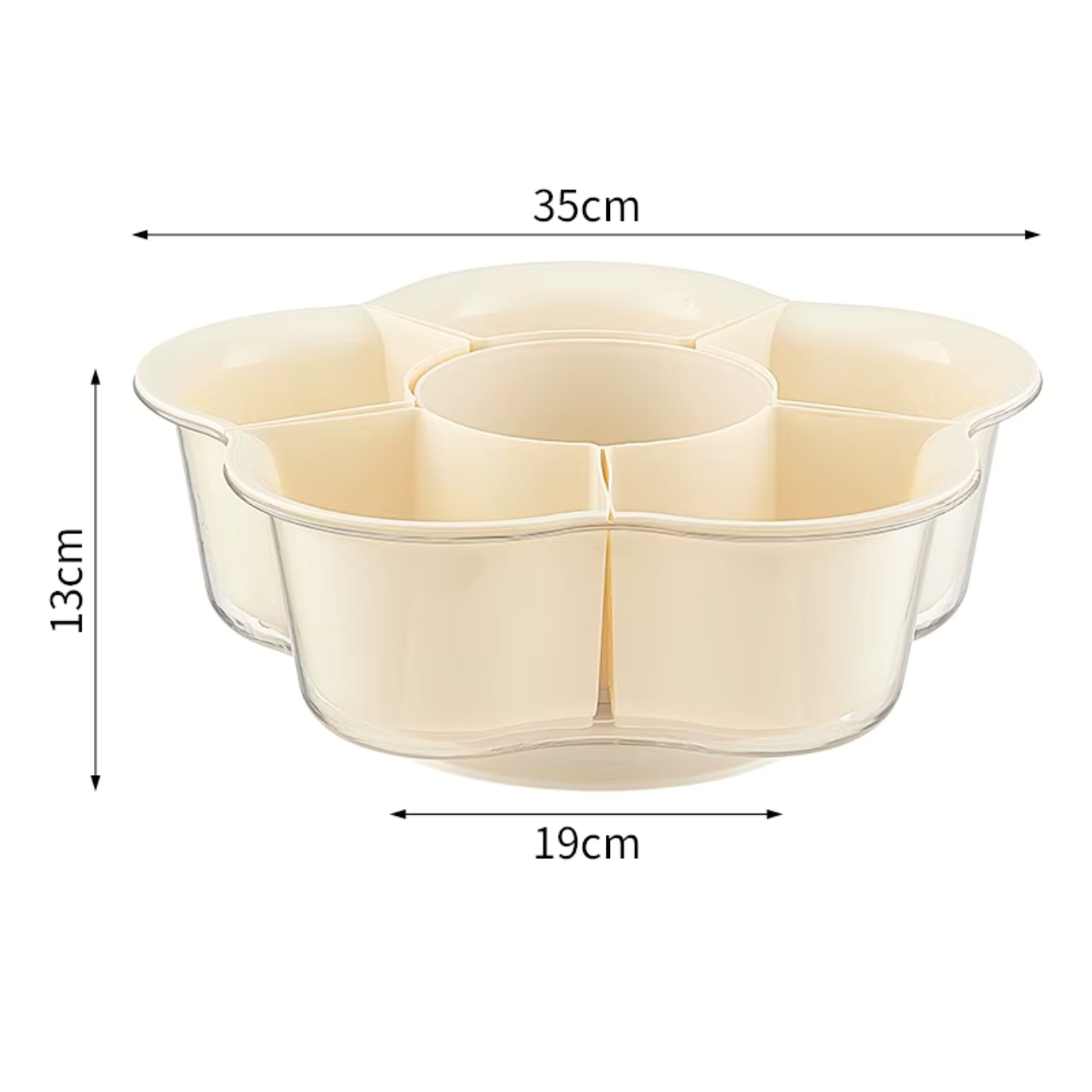 Поднос вращающийся для пищи с 6 отделениями для мытья овощей Прозрачно-бежевый - фото 5