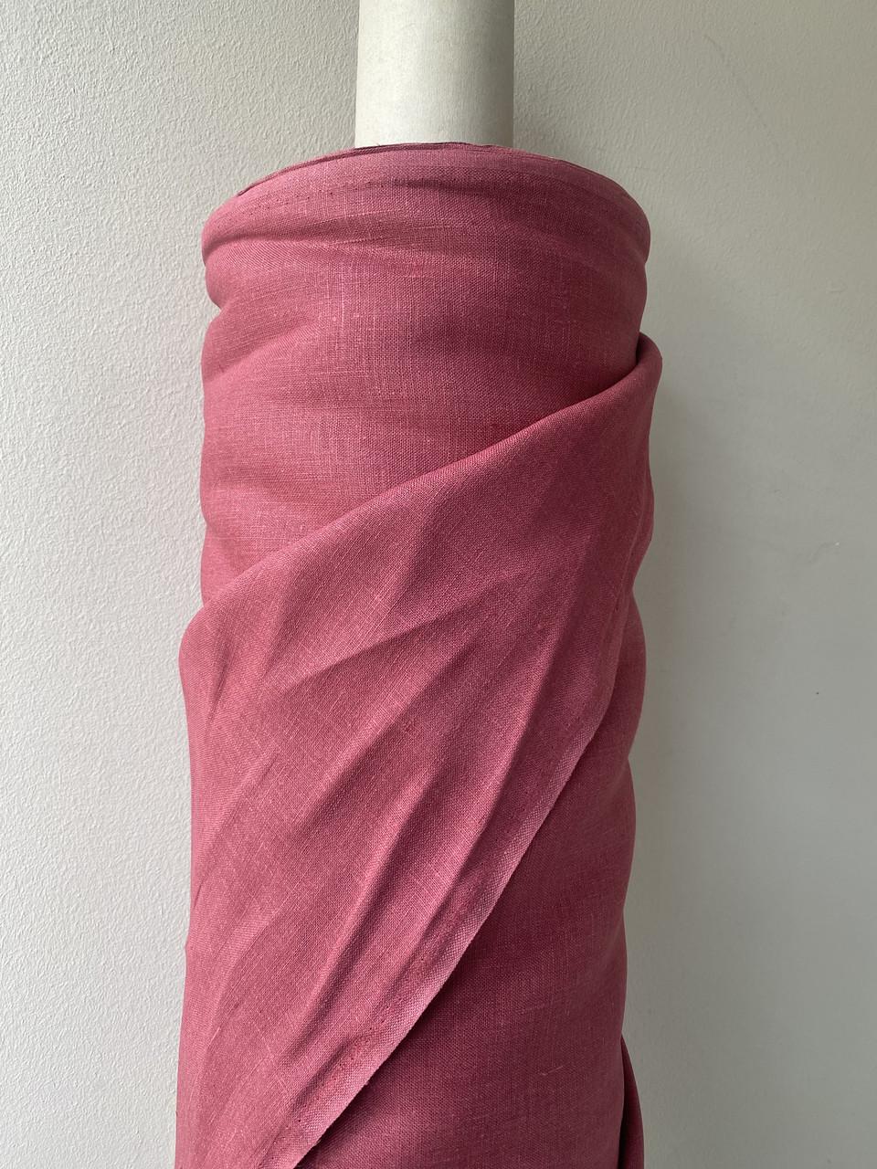 Ткань LINEN PLUS 100% лен 143 см 496 Бордовый - фото 2