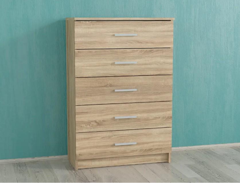 Комод на 5 шухляд вузький Дуб Сонома (Р90б) - фото 2 Комод на 5 шухляд вузький Дуб Сонома (Р90б) - фото 2