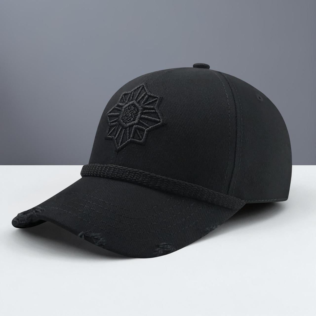 Бейсболка casual 3D геометрическая вышивка с рваным козырьком S 54-56 см Черный (CS-771201S)