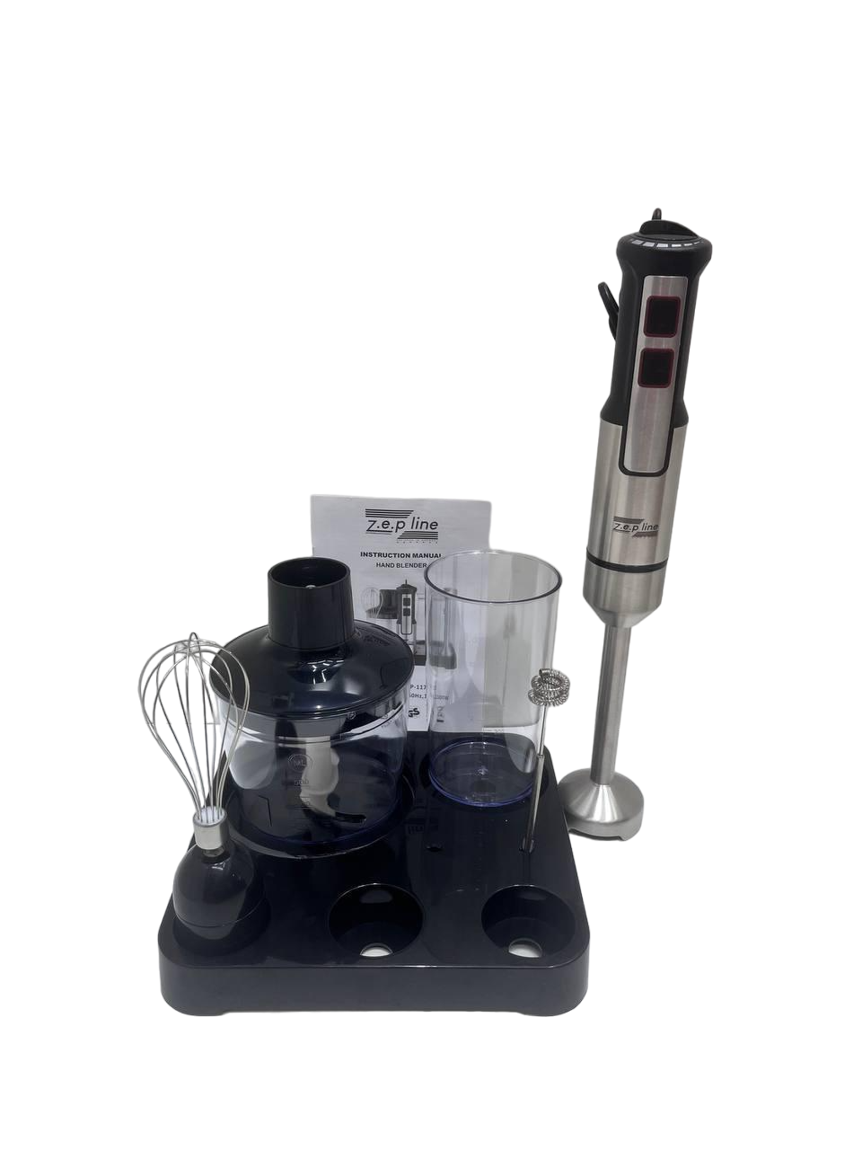 Блендер погружной Zepline ZP-117 6в1 ручной на подставке 1500 Вт Черный (ZP-117)