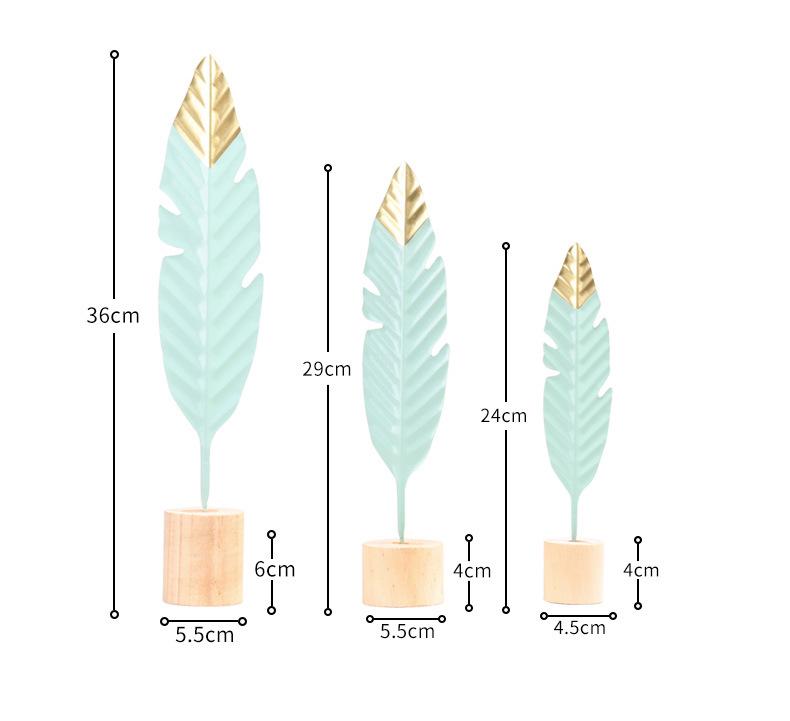 Набір статуеток Пір'я RESTEQ 36 см 3 шт, Металік/М'ятний (VA-Feathers) - фото 4