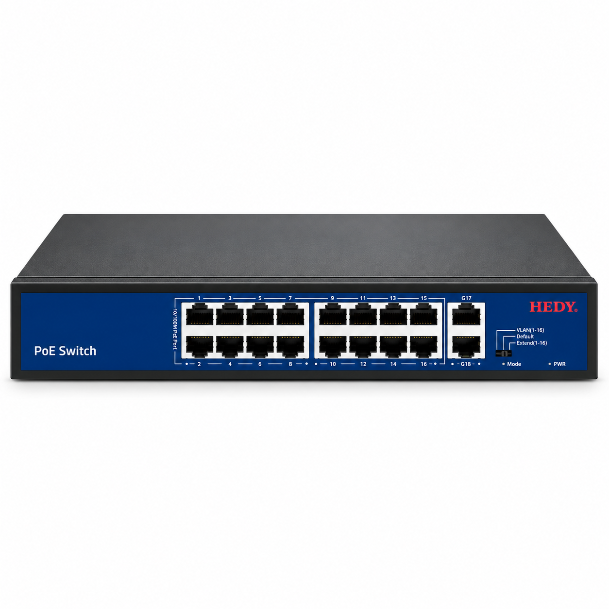 Коммутатор Hedy HN16H2G-200 неуправляемый 18-портовый PoE AC 100-240 В для настольной установки (HN16H2G-200)