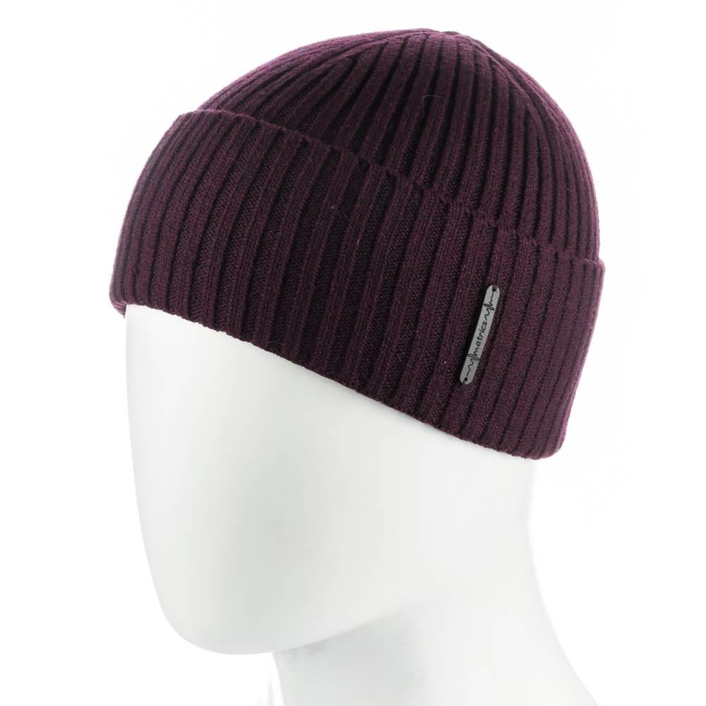 Шапка бини ZOLLY UH854 одинарная с отворотом вискозная one size Вишневый