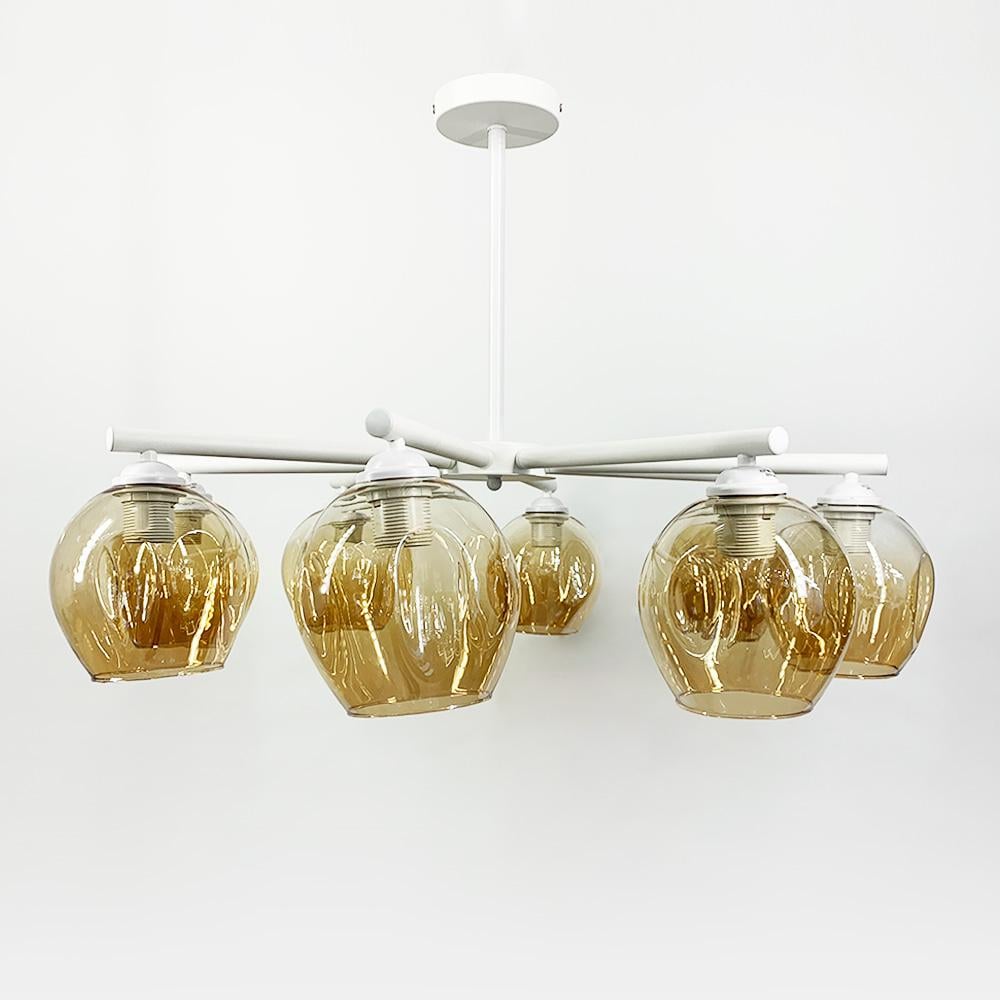 Люстра стельова Lighthouse LF-17378/8 WT/BR із коричневим плафоном