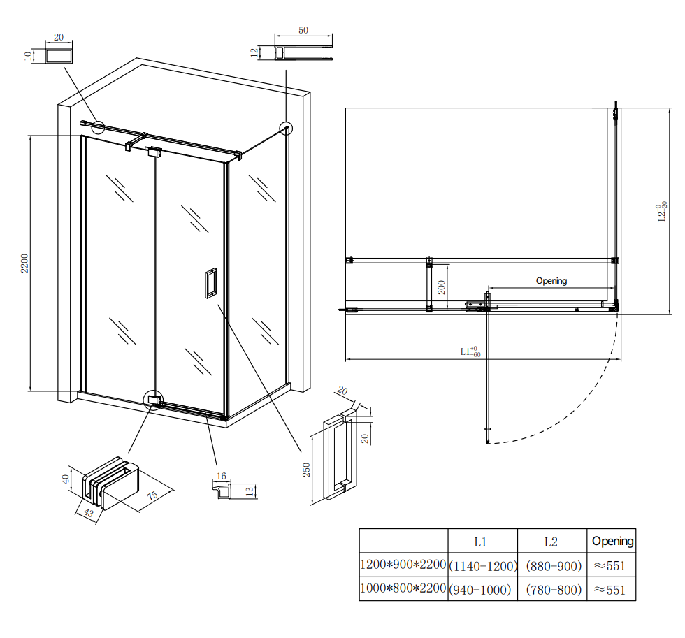 Душевая кабина без поддона KOER SR SC02-100x80x200-TR-01 прозрачное стекло Easy Clean 8 мм Хром (KR5355) - фото 6 Душевая кабина без поддона KOER SR SC02-100x80x200-TR-01 прозрачное стекло Easy Clean 8 мм Хром (KR5355) - фото 6