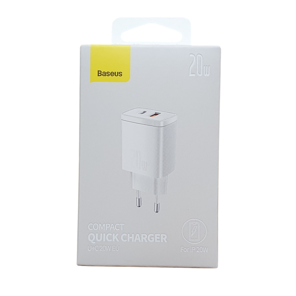 Зарядное устройство для телефонов BASEUS CCXJ-B02 Compact Quick Charger 20W быстрая зарядка Type-C+USB/CCCP20UE Белый (2010217281) - фото 5 Зарядное устройство для телефонов BASEUS CCXJ-B02 Compact Quick Charger 20W быстрая зарядка Type-C+USB/CCCP20UE Белый (2010217281) - фото 5
