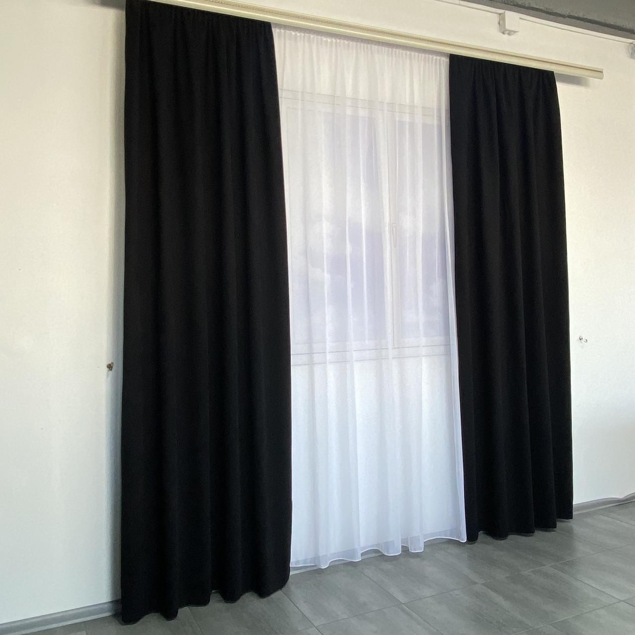 Шторы готовые микровелюр на тесьме однотонные Черный - фото 6 Шторы готовые микровелюр на тесьме однотонные Черный - фото 6