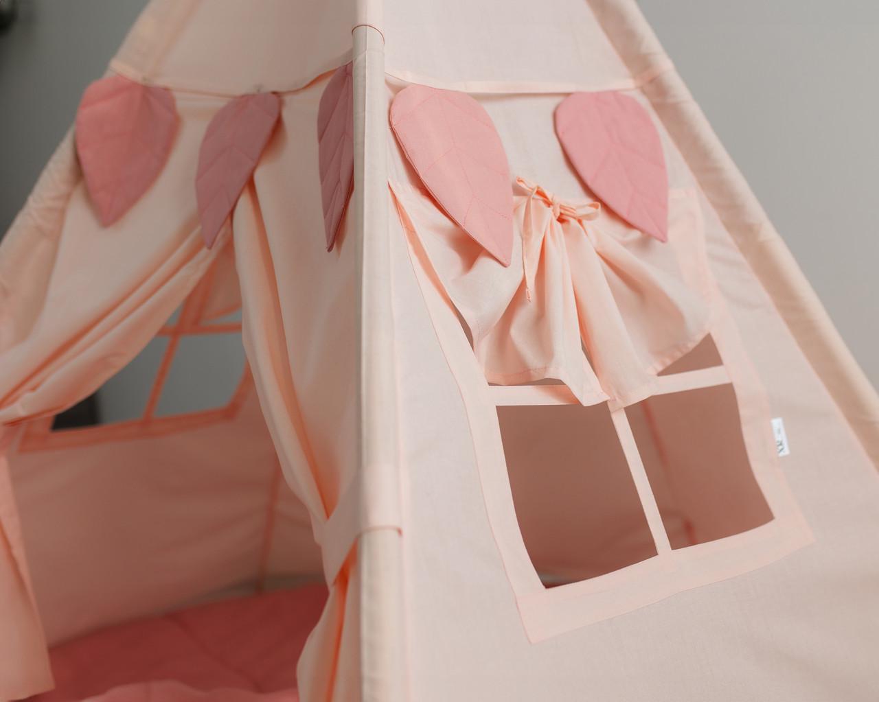 Вігвам для дівчинки Пухнасті друзі з об'ємним килимком з 2 подушками Пудровий - фото 10 Вігвам для дівчинки Пухнасті друзі з об'ємним килимком з 2 подушками Пудровий - фото 10