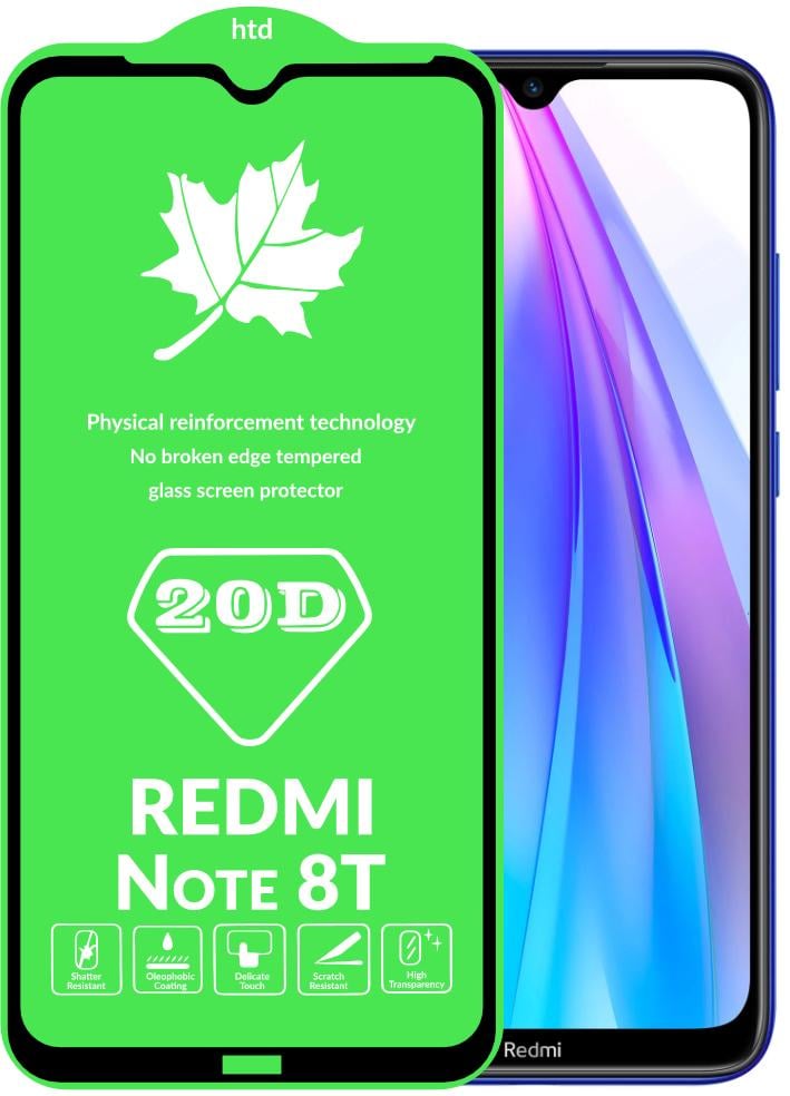 Защитное стекло 20D Glass Xiaomi Redmi Note 8T большой радиус (15762)