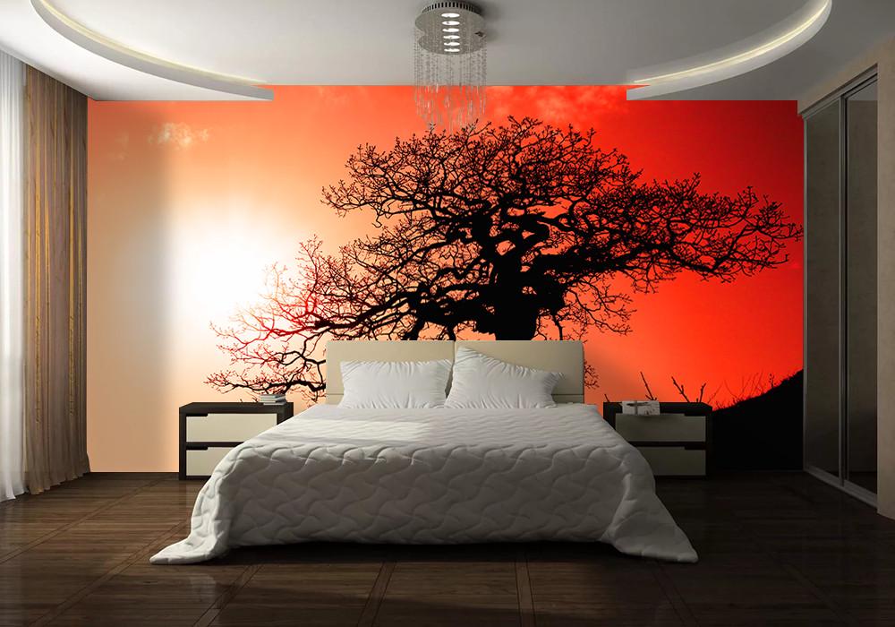 Фотошпалери флізелінові, що миються для спальні/зали/кухні Червоний захід сонця