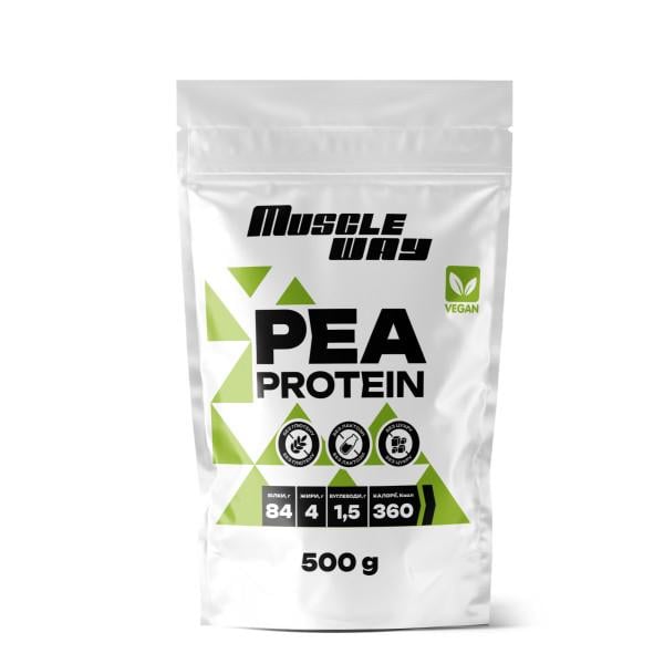 Протеїн гороховий MuscleWay Vegan Без смаку 84% білка на 16 порцій 500 г (21-125-pp-mv-rs-500gr)