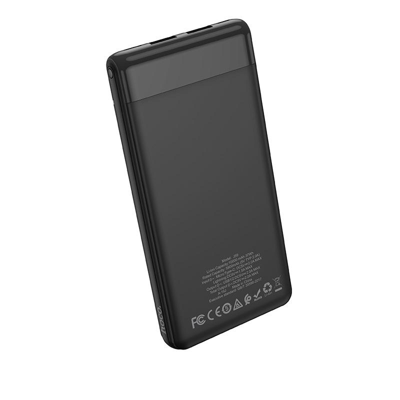 Повербанк Hoco J59 Famous 10000 mAh 2USB/Type-C/Micro-USB 2A LED дисплей Черный - фото 2