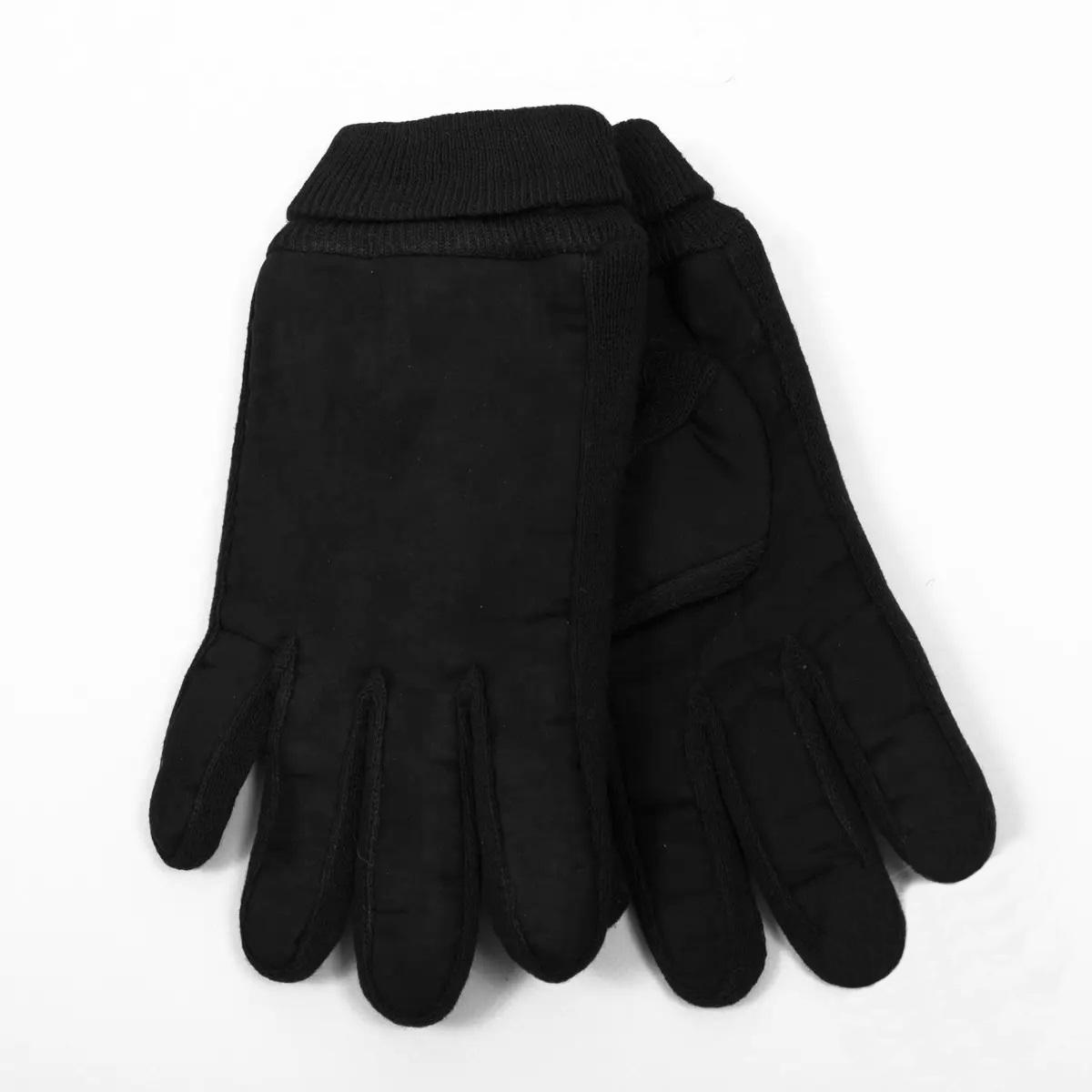 Мужские велюрово-трикотажные перчатки №16-6-5 размер универсальный Черный (DR007717)