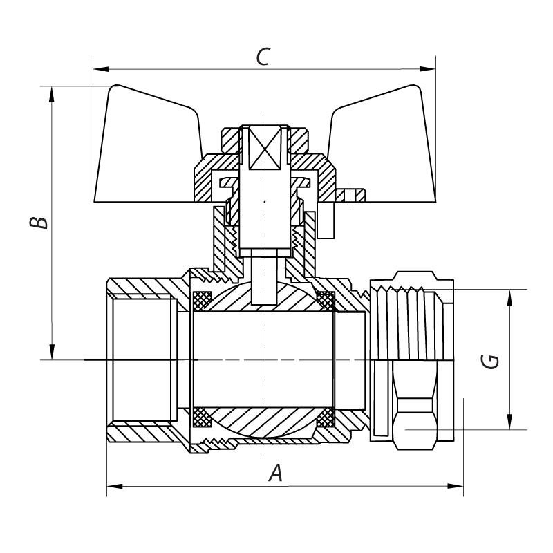 Кран кульовий обтискний WaterPro MA0119 3/4" вн-обтиск 20 мм (64558) - фото 2