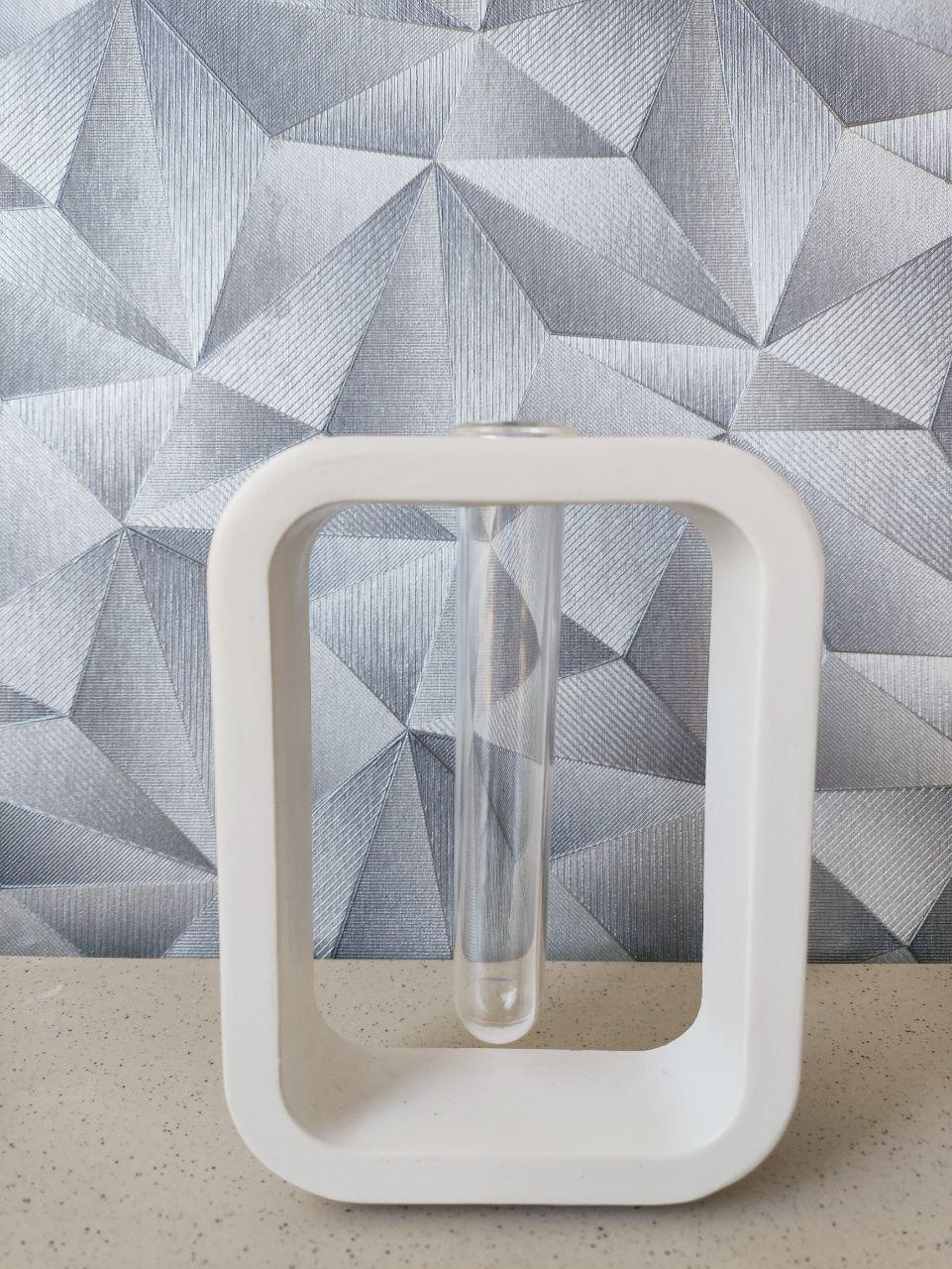 Ваза минималистичная гипсовая с колбой ручной работы 15 см Белый (2765700259) - фото 3 Ваза минималистичная гипсовая с колбой ручной работы 15 см Белый (2765700259) - фото 3