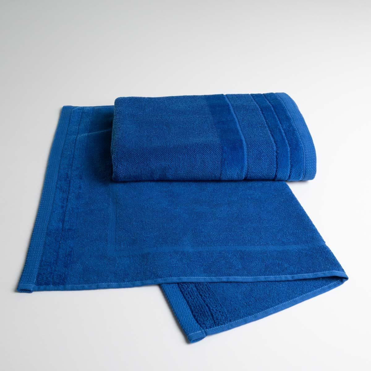 Набор банных махровых полотенец GM Textile с велюровым бордюром 2 шт. 50х70/70х140 см Синий (nm500vb-k2-blue)