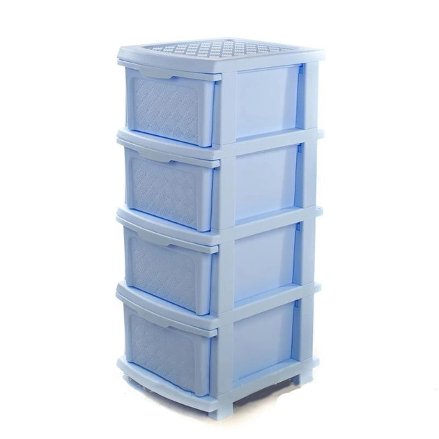 Комод пластиковый R-Plastic Компакт Плюс 4 яруса 34х40х86 см Голубой