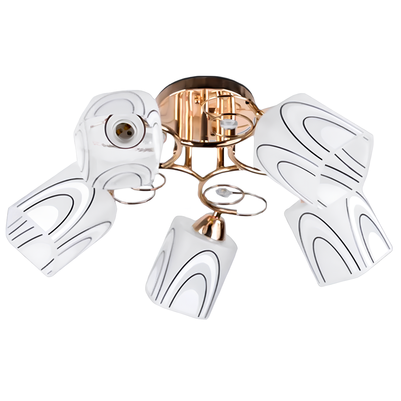 Люстра Svet на пять стеклянных плафонов под лампу Е27 Золото (SH-4305/5F FG)