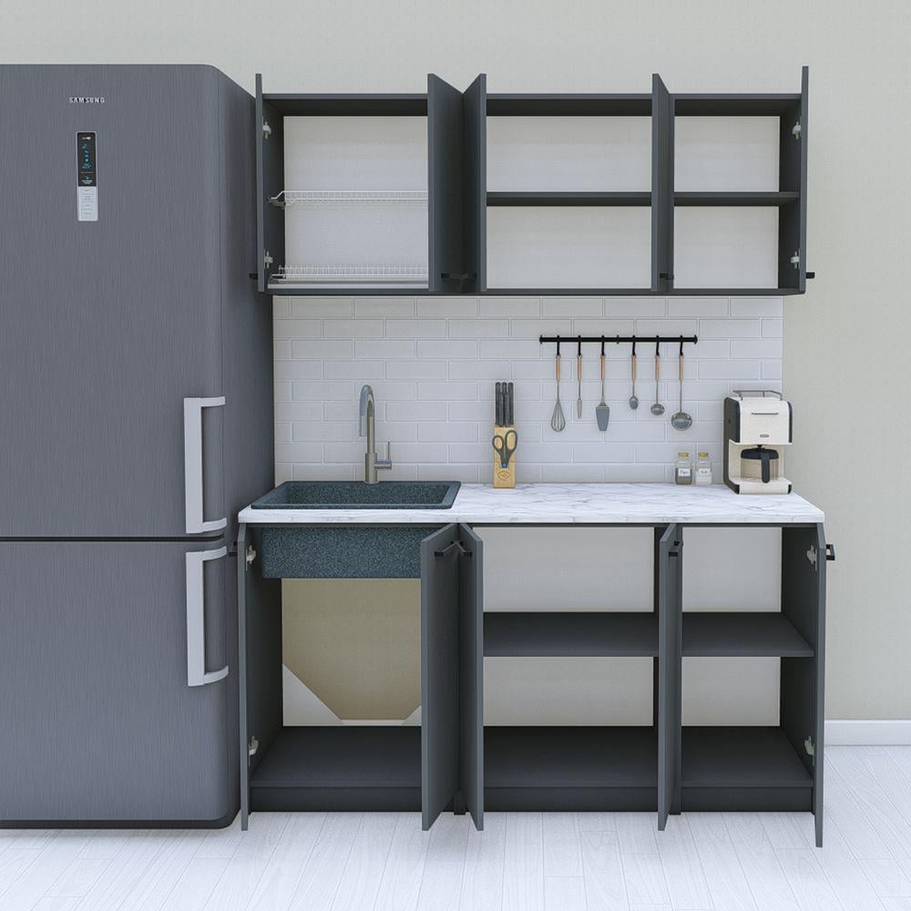 Кухня готова 1,6 м 160 см Графіт (МП43б) - фото 2 Кухня готова 1,6 м 160 см Графіт (МП43б) - фото 2