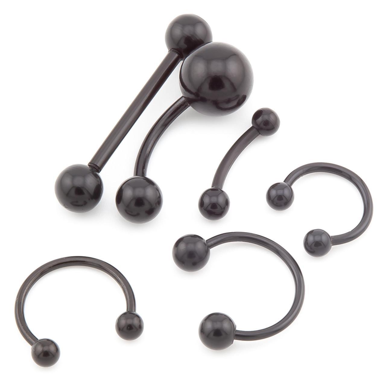 Набор подарочный пирсинга металлического и акрилового 6 шт. Черный (НП0905п12)