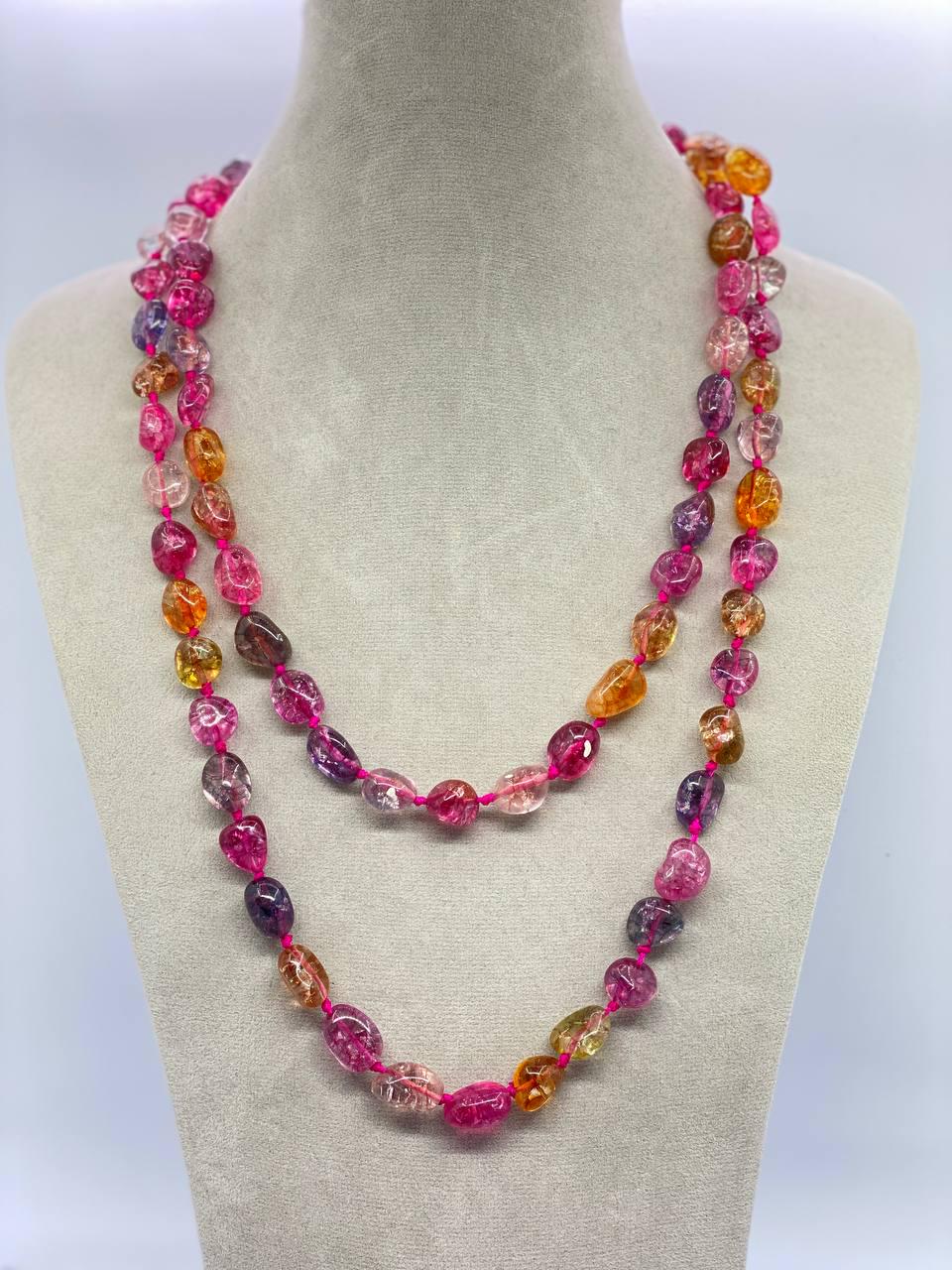 Бусы кварц 112 см Розовый (1308)