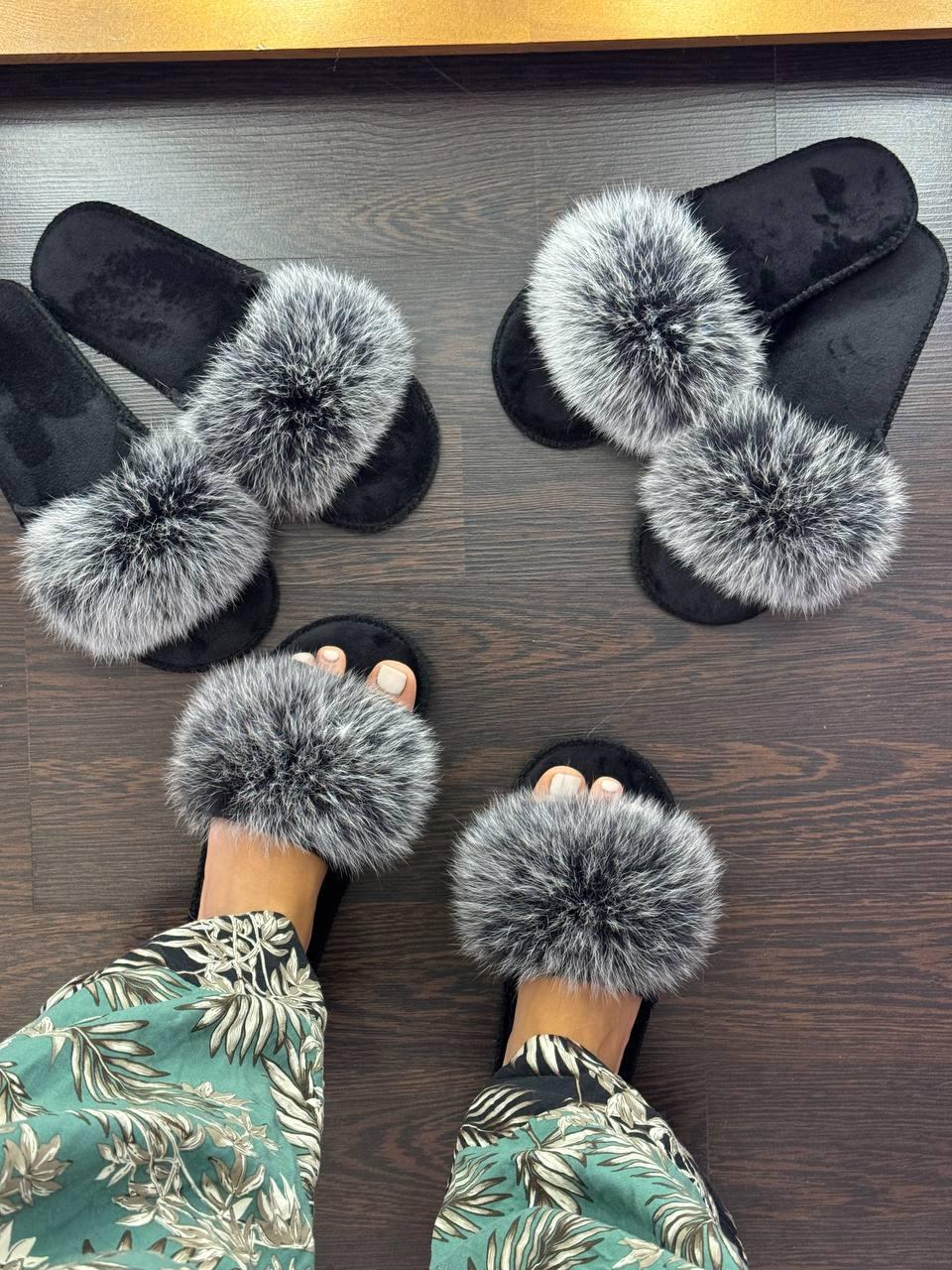 Тапочки женские для ламината с натуральным мехом паркетные 37-38 - фото 6