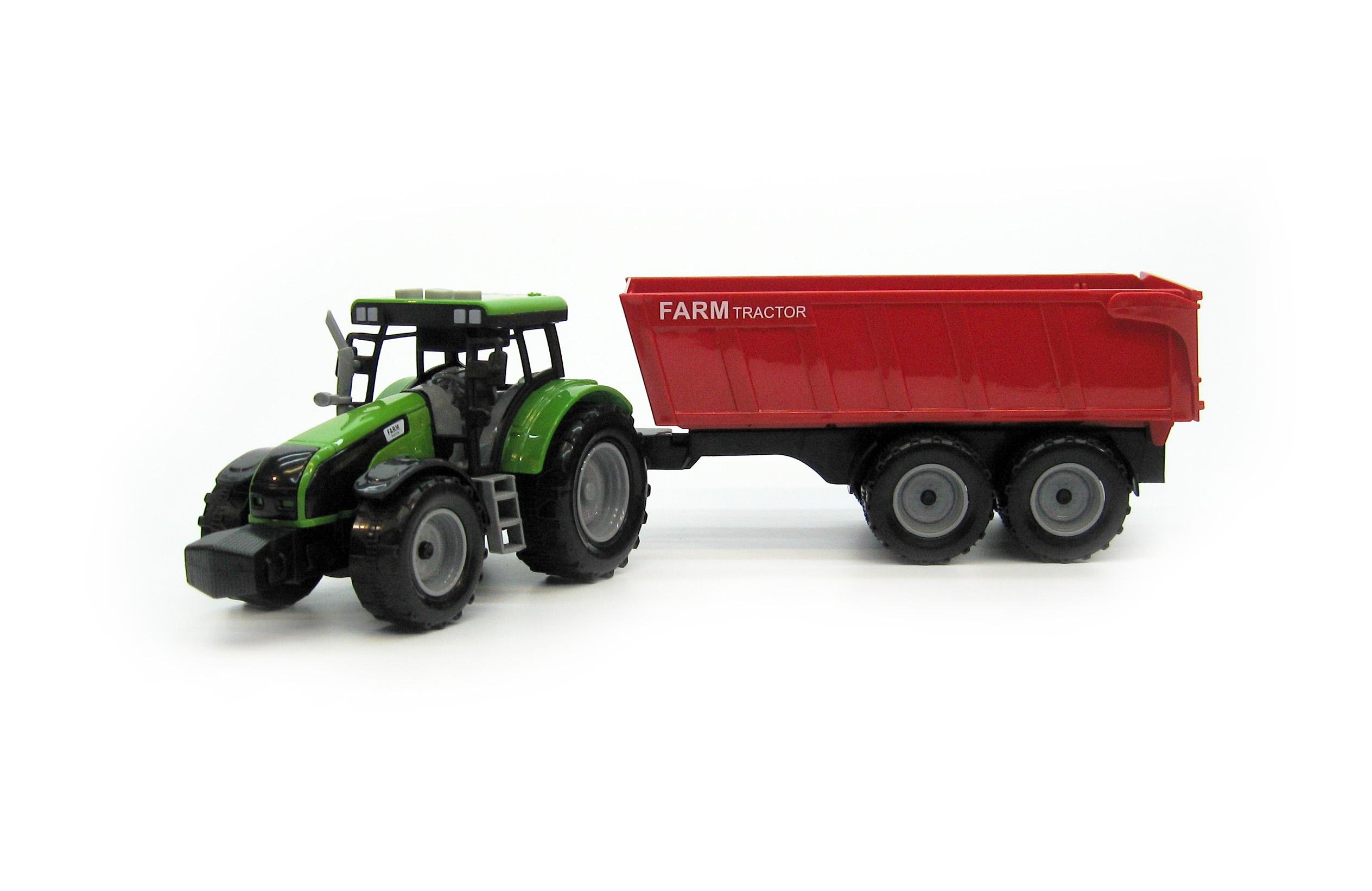 Машина трактор с прицепом 550-49J Зеленый