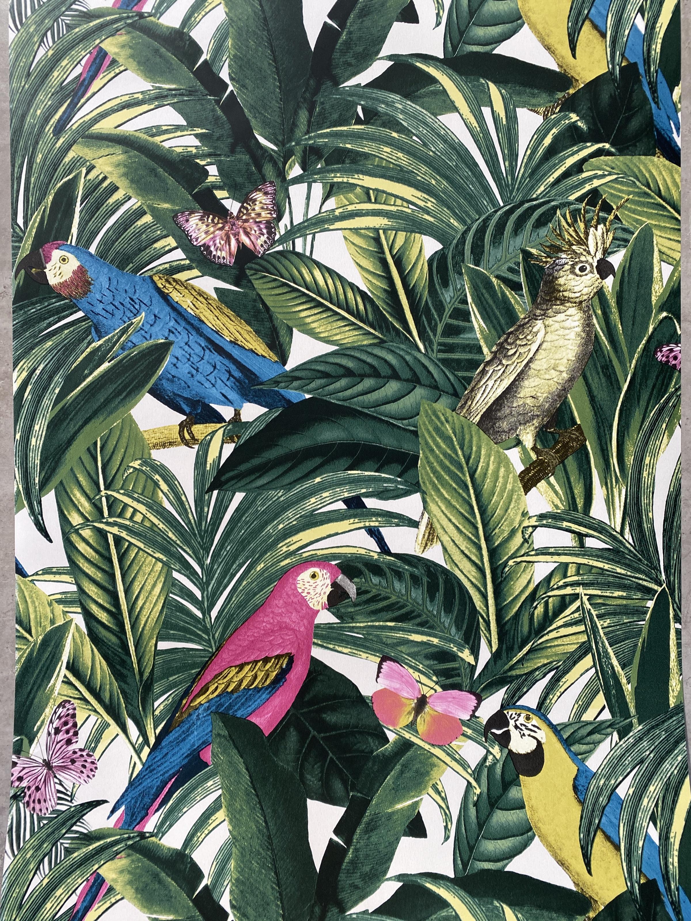 Обои виниловые на бумажной основе Grandeco Opportunity Wallcoverings Листья Зеленый (Q0203)