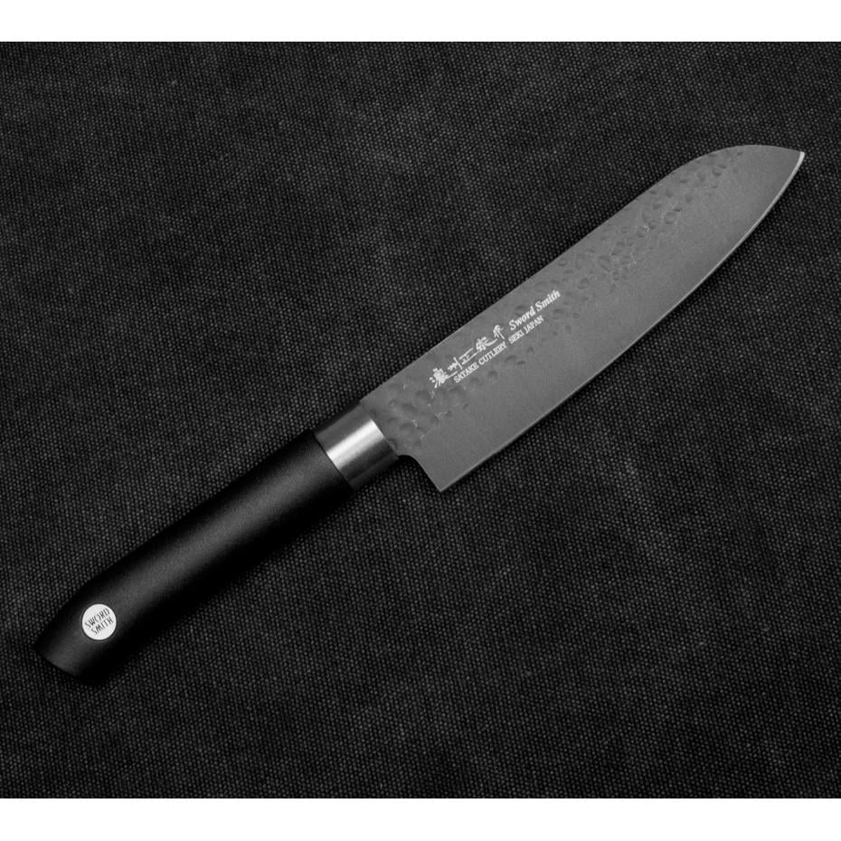 Нож кухонный Satake Swordsmith Сантоку 150 мм Black (805-728) - фото 3