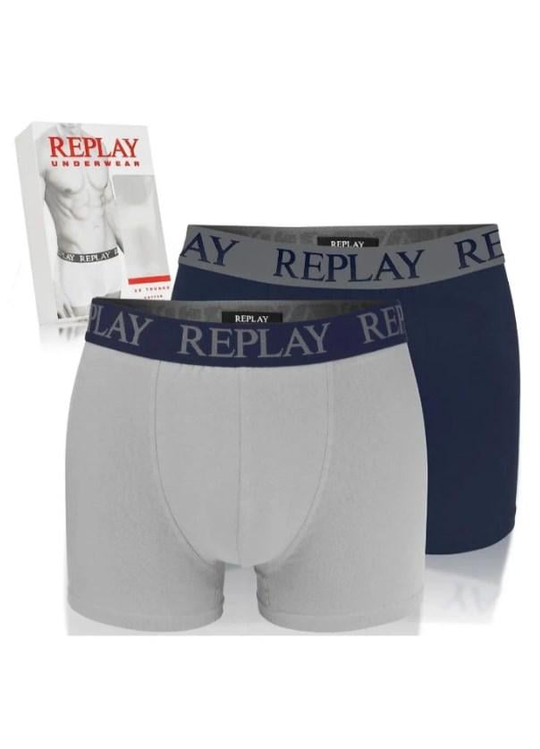 Трусы-боксеры мужские анатомические Replay 2 шт. М Темно-Синий/Серый (7562546) - фото 1