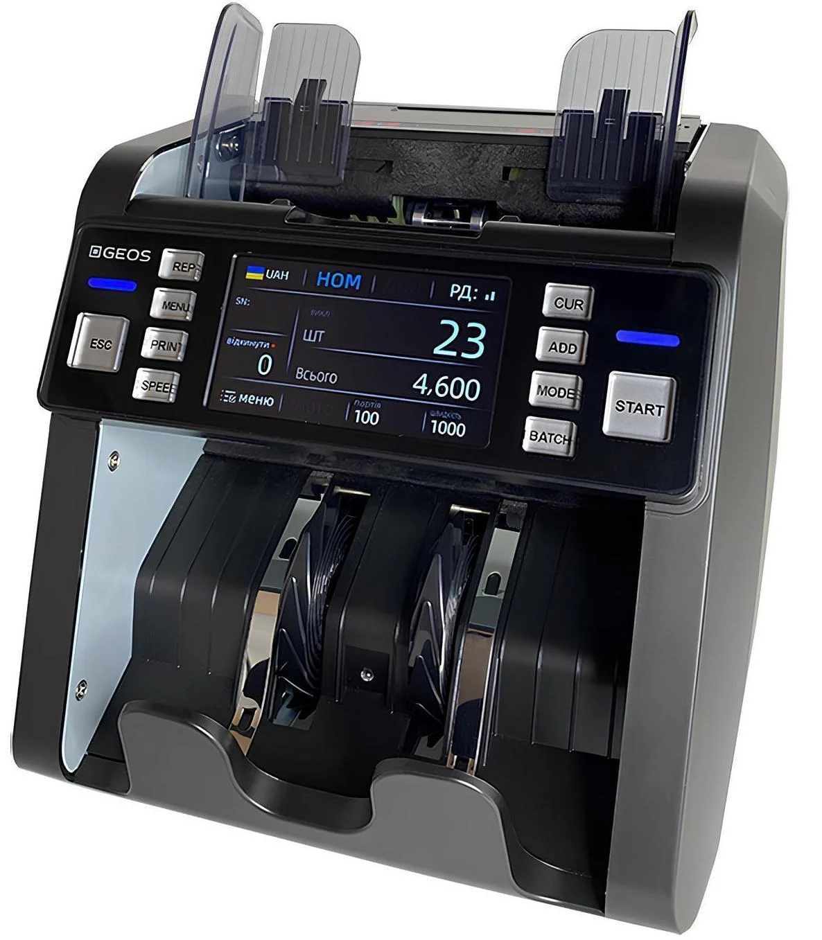 Счетчик банкнот GEOS AL-930A сортировщик денег с CIS/UV/MG/IR детекцией и сенсорным дисплеем