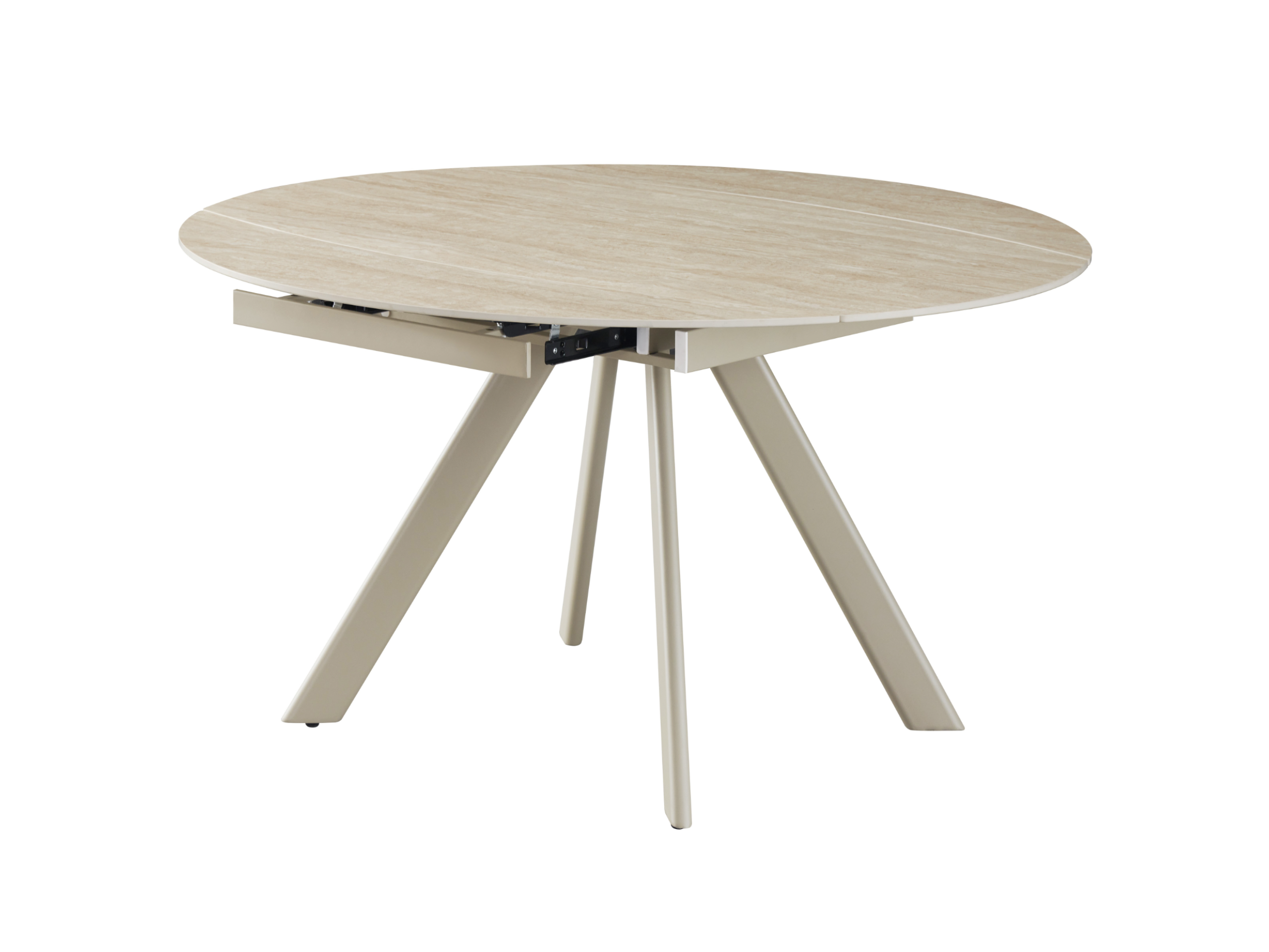 Обідній стіл круглий Vetro Mebel Сієна 800/1350/760 мм Римський травертин/Капучино (TML-1240)