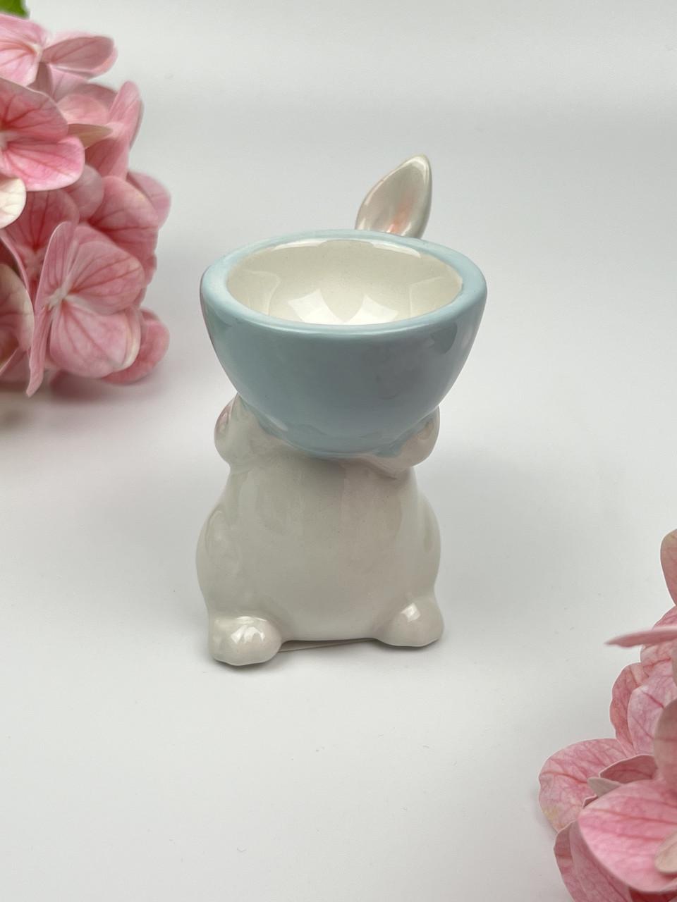 Подставка под яйцо керамическая BonaDi Милый кролик 8,5 см Голубой - фото 4 Подставка под яйцо керамическая BonaDi Милый кролик 8,5 см Голубой - фото 4