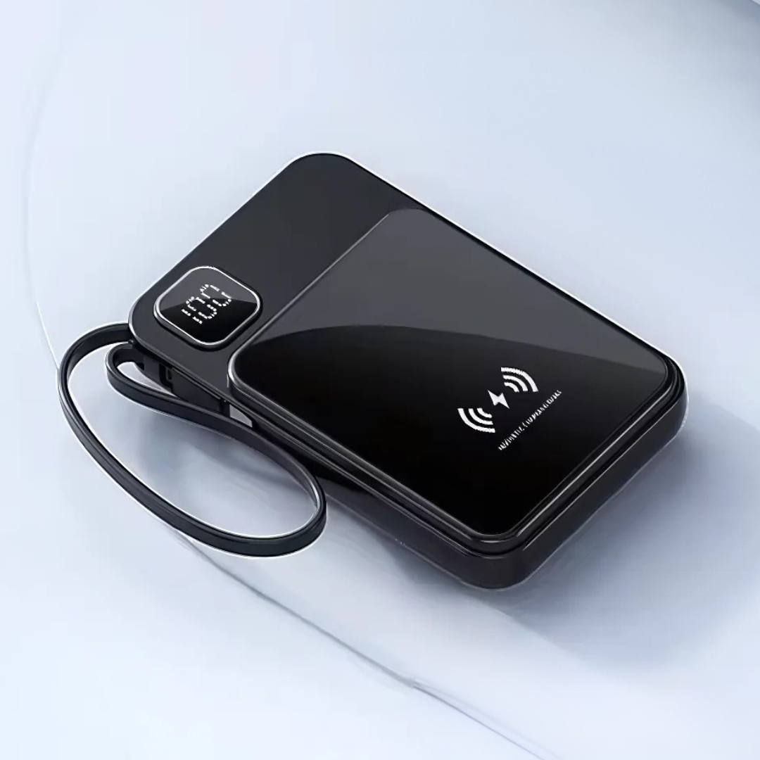 Павербанк беспроводной магнитный с быстрой зарядкой и 4 встроенными кабелями 10000 mAh 22,5 Вт Black (Powerbank_7_Black)