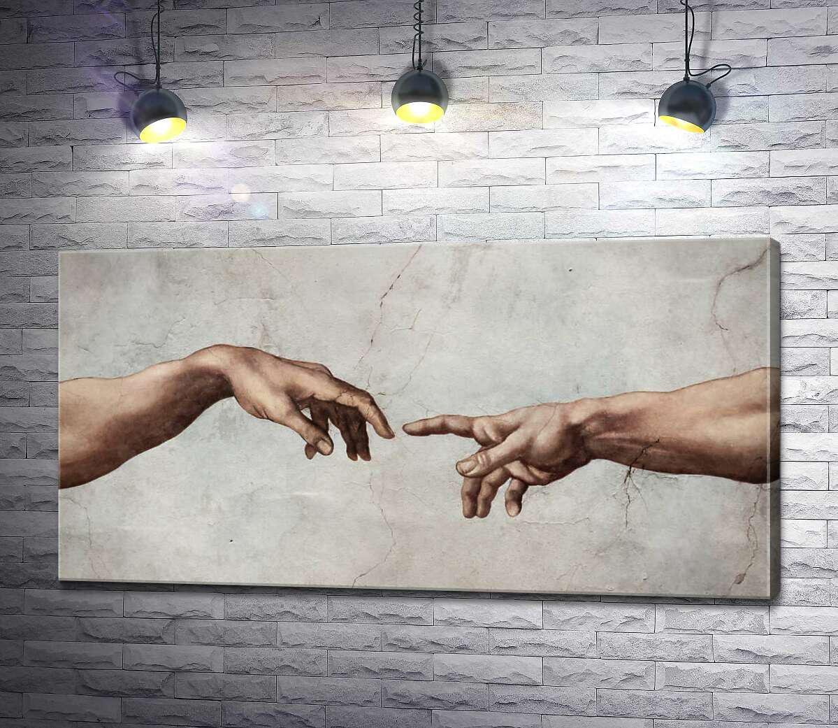 Картина ArtPoster Прикосновение Бога на картине Сотворение Адама 100x52 см Модуль №1 (003945) Картина ArtPoster Прикосновение Бога на картине Сотворение Адама 100x52 см Модуль №1 (003945)