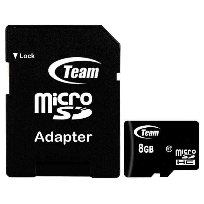 Карта памяти Team microSDHC Class 10 8 Гб с SD адаптером (TUSDH8GCL1003)